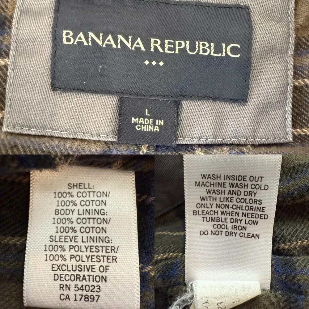 Banana Republic Gray Flannel Lined Field Military Utility Safari Jacket Men's L